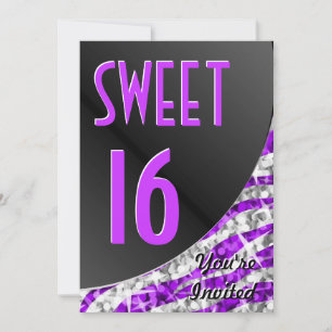 Glitz Zebra Purple Curva "Sweet 16" convite