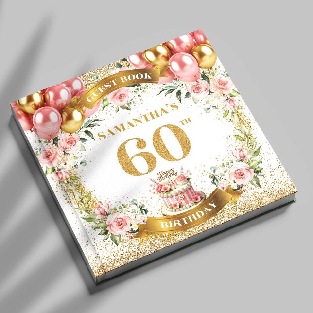 Glitzy Boho 60º Aniversário do Livro de Convidados (Glitzy Boho 60th Birthday Guest Book Sparkle Art

)