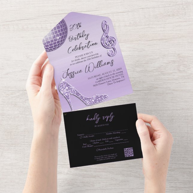 Glitzy Lilac e aniversário de 30 anos preto Código (Aba destacável)