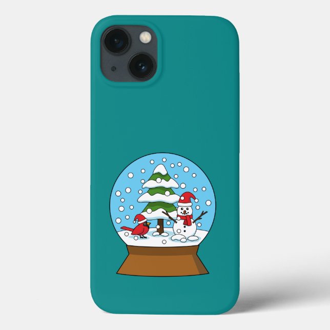 Globo de Neve com Cardeal Snowman e Pine Tree (Verso)