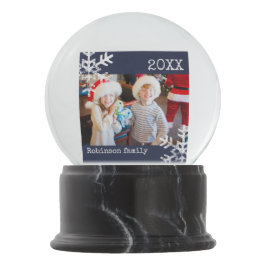 Globo De Neve Foto personalizada azul marinho com flocos de neve