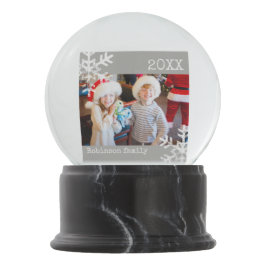 Globo De Neve Foto personalizada de cinza com flocos de neve