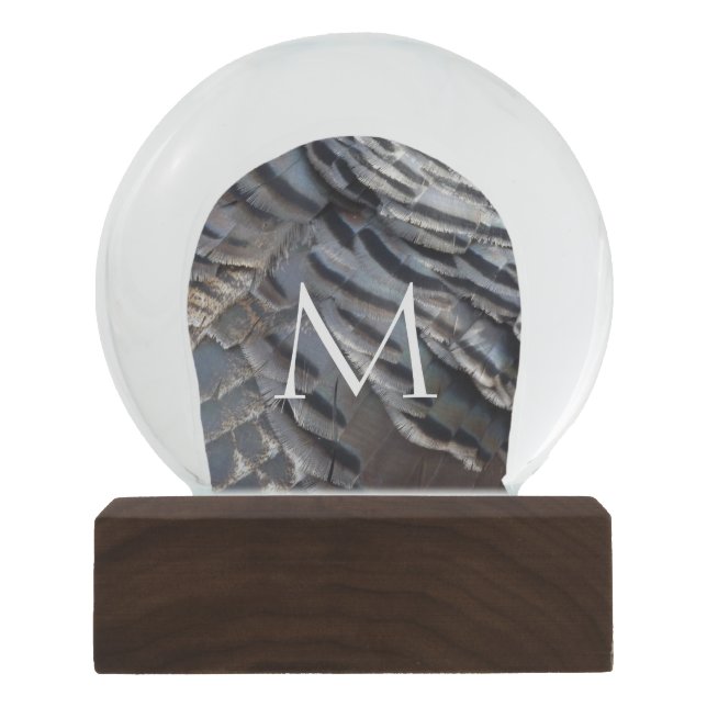 Globo De Neve Penas Turcas Selvagens II Abstrato Nature Design (Frente)