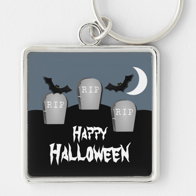 Gloomy Graveyard Halloween Premium Chaveiro (Frente)