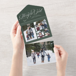 Glória a Deus Foto de Natal colagem de férias verd