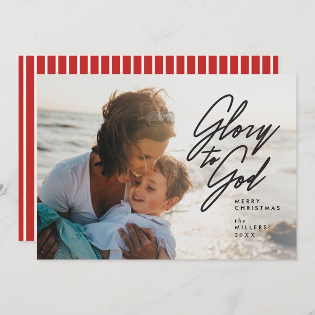 Glória a Deus, Religiosa, Cartões de foto de Natal (Frente/Verso)