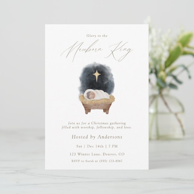 Glória ao Novo Rei Natal Convite de Natal (Em pé/Frente)