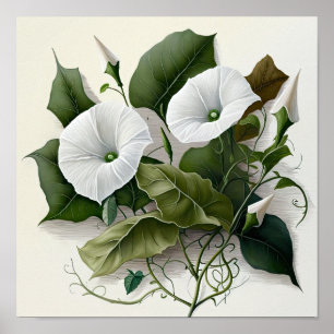 Glória Branca Flores Impressão