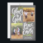 Glória e Paz 2 Ph Chalk | Cartões de foto de Natal<br><div class="desc">A floral e as bagas de Natal enquadram esta proclamação gloriosa e fornecem o pano de fundo perfeito para as suas fotos favoritas.</div>