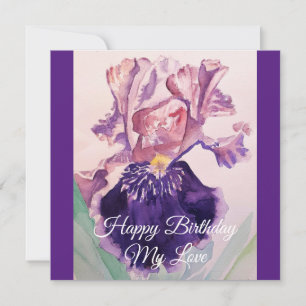Gloriosa Watercolor Púrpura Iris Love Birthday Car