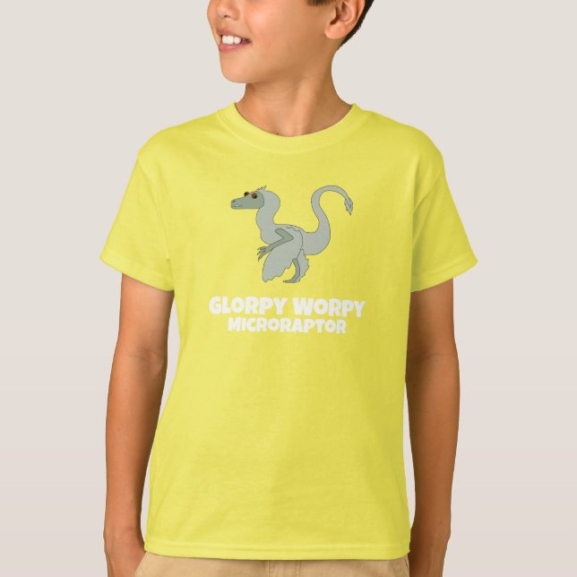 Glorpy Worpy Microraptor Dino T-Shirt (Frente)