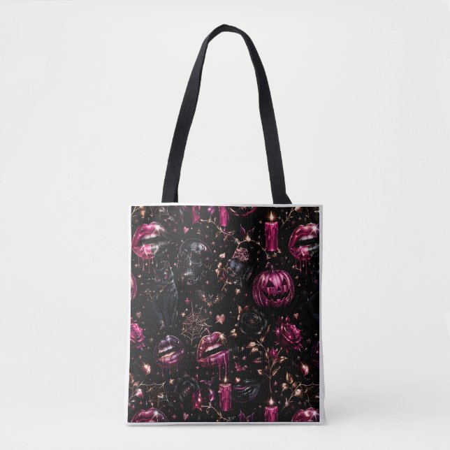 Glossy Gothic Halloween Glam Tote Bag (Frente)