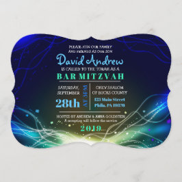 GLOW NEON ESTARRA Bar Mitzvah Convite azul