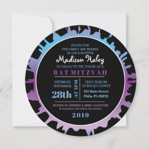 GLOW Rainbow Splash Bar Bat Mitzvah Convite