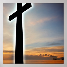 Glowing Cross at the Beach Poster