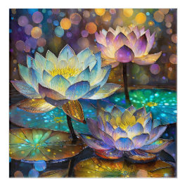 Glowing Lotus Flowers Trio