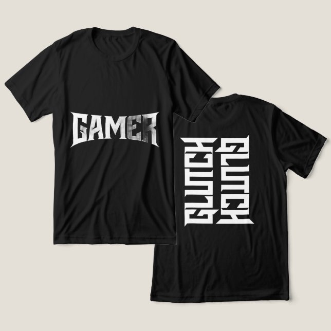 GLUTCH – Camisa de Tipografia de Jogo Competitivo  (Design Frente e Verso)
