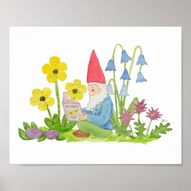 Gnome com impressão de arte de livros florais (Frente)