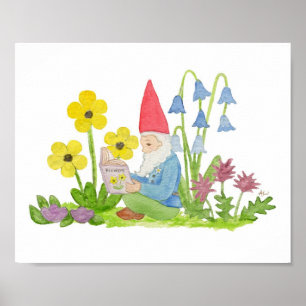 Gnome com impressão de arte de livros florais