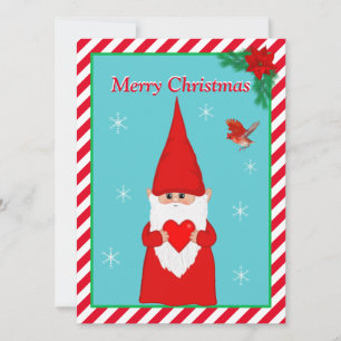 Gnome de Natal & Carta de Natal de Pássaro Vermelh