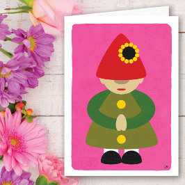 Gnome do Dia das Mães em Cartão Rosa