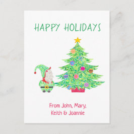 Gnome sob o cartão de árvore de Natal