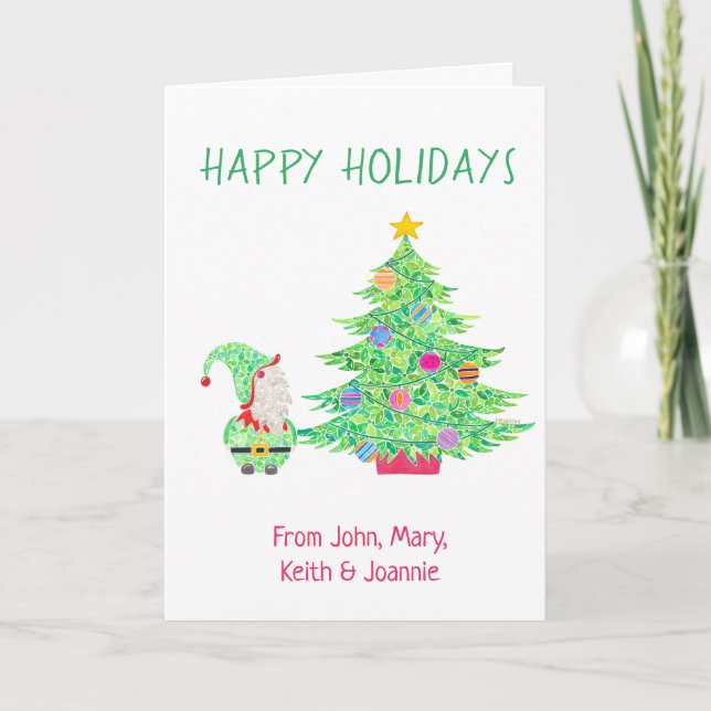 Gnome sob o cartão de árvore de Natal (Frente)