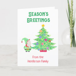 Gnome sob o cartão de árvore de Natal