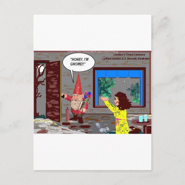 Gnomo Cartoon Engraçado Oferta Camisetas Cartões D (Frente)