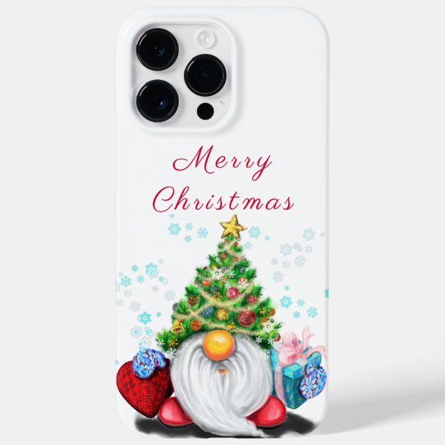 Gnomo com chapéu de árvore de Natal e presente par (Verso)