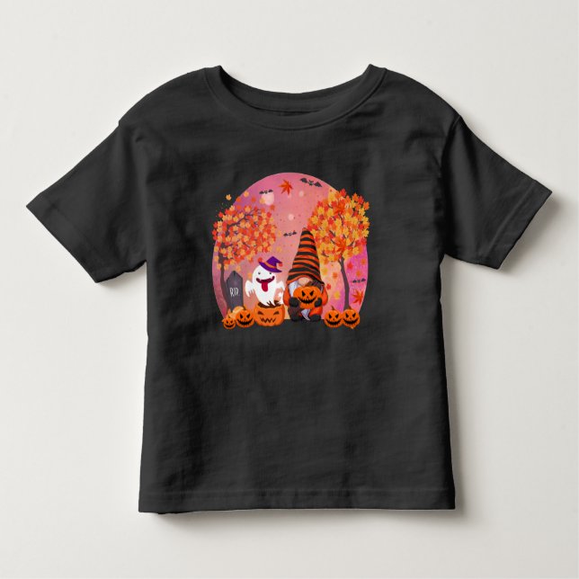 Gnomo De Halloween E T-shirt Ghost Toddler (Frente)