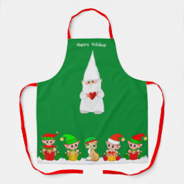 Gnomo de Natal Fofo e Esquadrão de Elfos em Verde