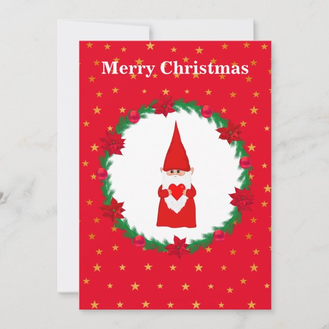 Gnomo de Natal, pinho e estrelas (Frente)