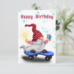 Gnomo de Patinador de Aniversário de Natal com pre