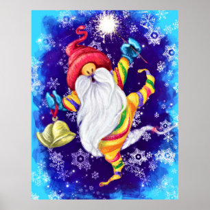 Gnomo Natal com Bells Poster - Pintura