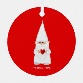 Gnomo Natal Segurando um Coração em Vermelho