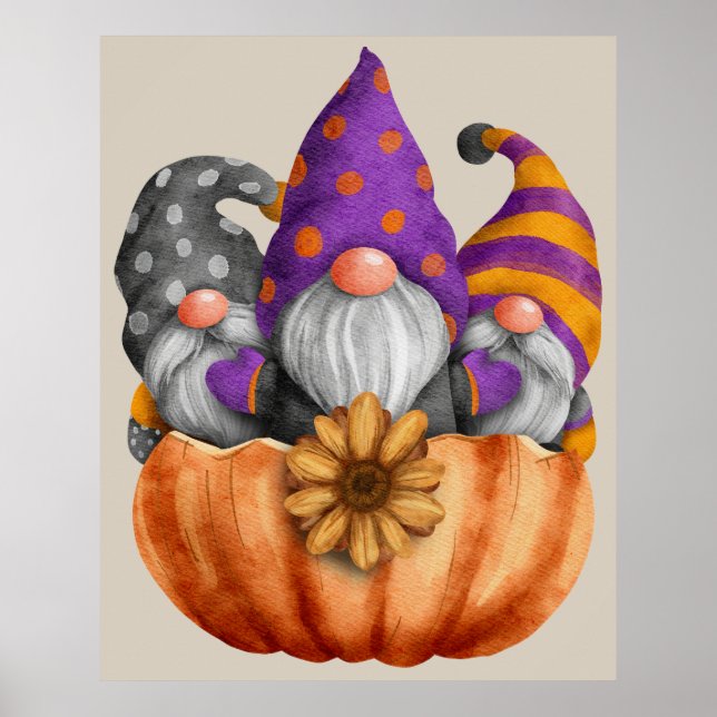 Gnomo Pumpkin Trio Poster (Frente)