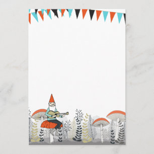 Gnomo que joga o convite da guitarra