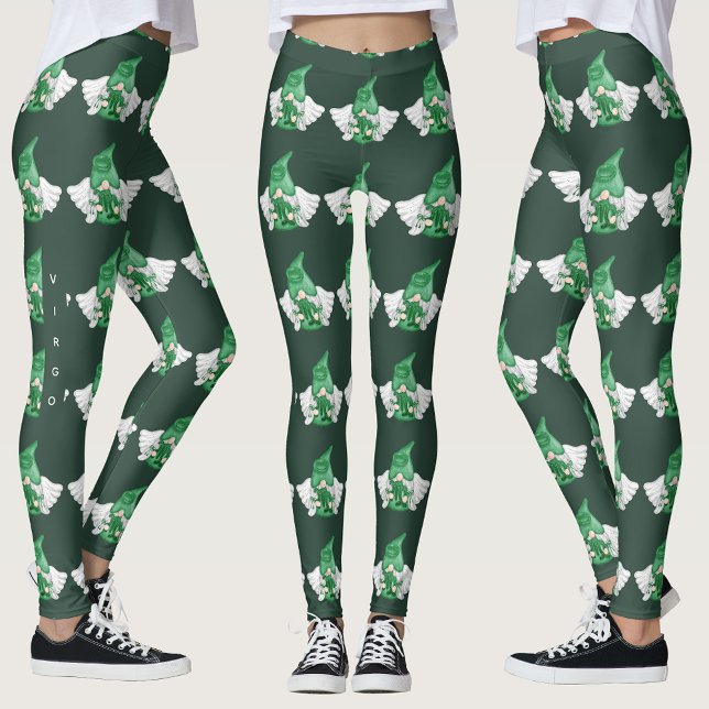 Gnomo Virgo - Sinal de Astrologia Leggings Angel (Gnome Virgo Astrology Sign Angel Leggings)
