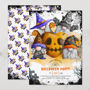 Gnomos bonitos do Halloween convite de festas cria