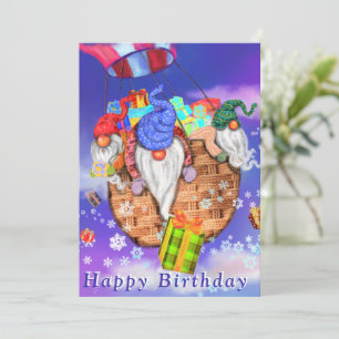 Gnomos com Presentes Cartão de Aniversário