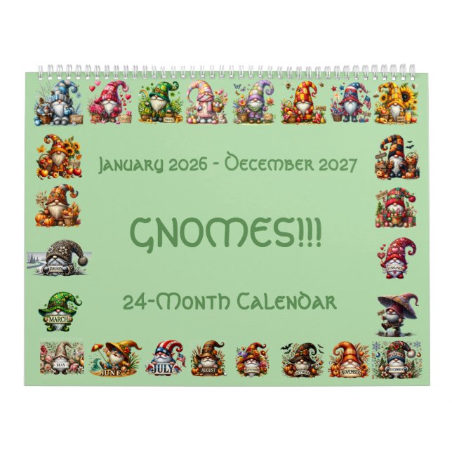 Gnomos de Chapéu 2026-2027 Calendário de 24 Meses  (Capa)