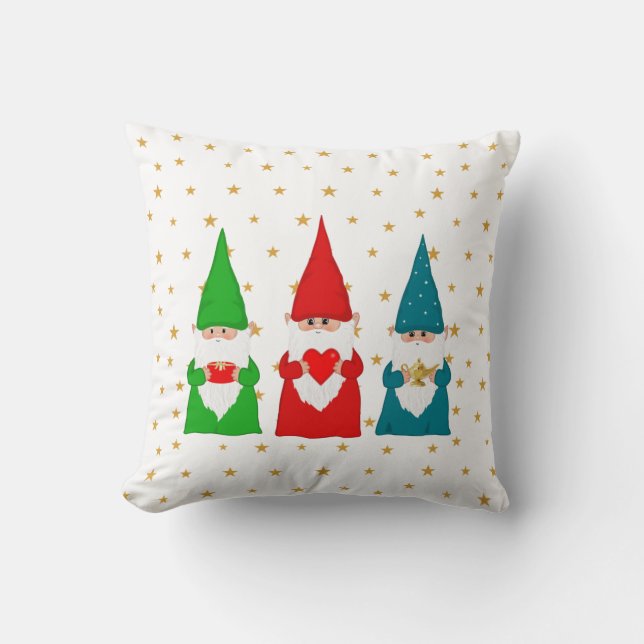 Gnomos de Natal & Almofada de lançamento de estrel (Frente)