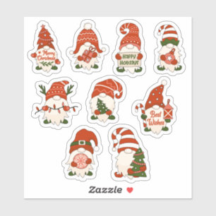 Gnomos de Natal - conjunto de 9 adesivos