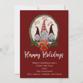 Gnomos de Natal Vermelho Feliz Natal Cartão Rústic
