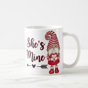 Gnomos Red Banner Love, caneca de café namorados