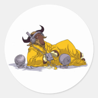 GNU a ouvir o adesivo de software sem música