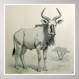 Gnu Drawing - Art Impressão