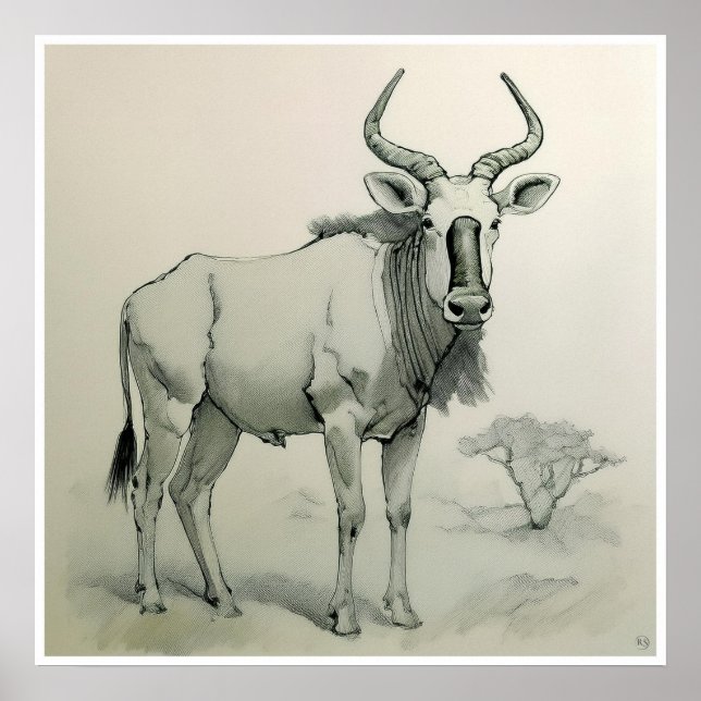 Gnu Drawing - Art Impressão (Frente)