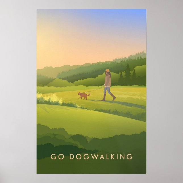 Go Dog Walking Travel Poster (Frente)